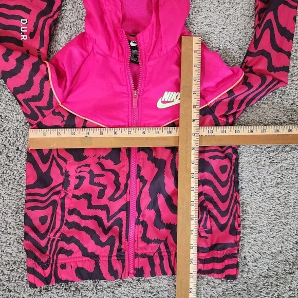 Nike Fireberry Jacket Girls Sz Small Pink Black Tiger Stripe Standard Fit Hooded - Picture 7 of 9